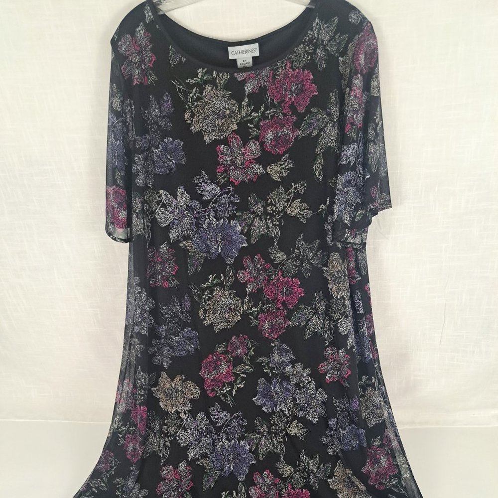 Catherines Plus Size Dress in 2X 22/24W Lovely Floral Design Fully Lined